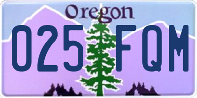OR license plate 025FQM