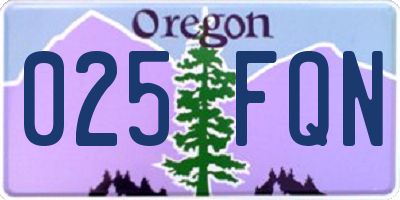 OR license plate 025FQN