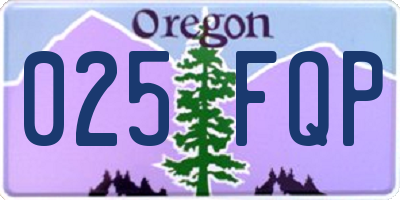 OR license plate 025FQP