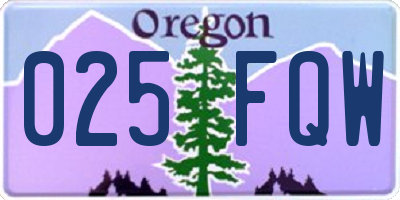 OR license plate 025FQW