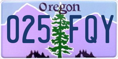 OR license plate 025FQY