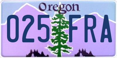 OR license plate 025FRA