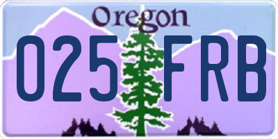 OR license plate 025FRB