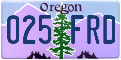 OR license plate 025FRD
