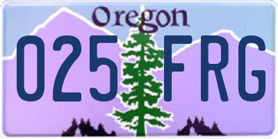 OR license plate 025FRG