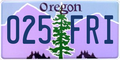 OR license plate 025FRI