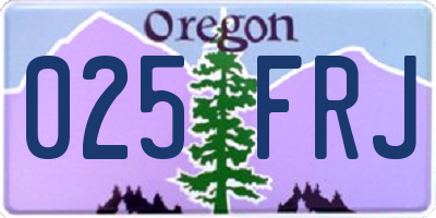 OR license plate 025FRJ