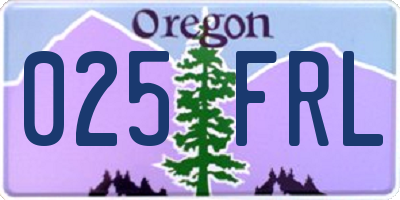 OR license plate 025FRL