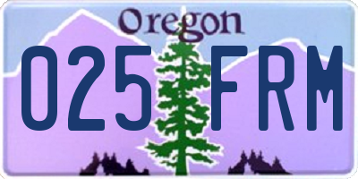 OR license plate 025FRM