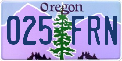 OR license plate 025FRN