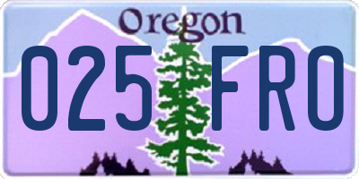OR license plate 025FRO