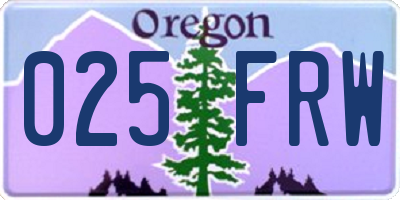 OR license plate 025FRW