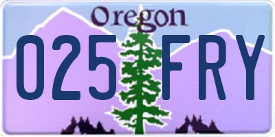 OR license plate 025FRY