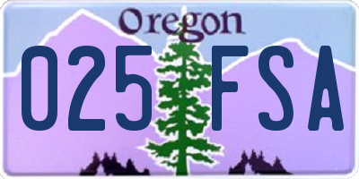 OR license plate 025FSA