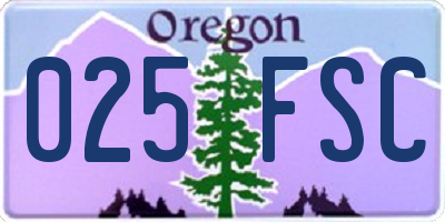 OR license plate 025FSC