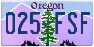 OR license plate 025FSF