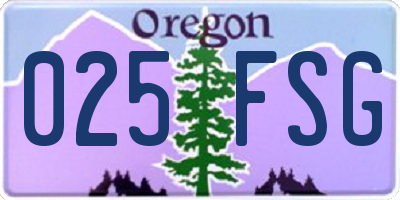 OR license plate 025FSG