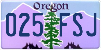 OR license plate 025FSJ