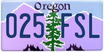 OR license plate 025FSL