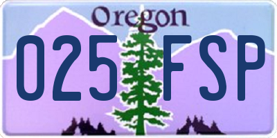 OR license plate 025FSP