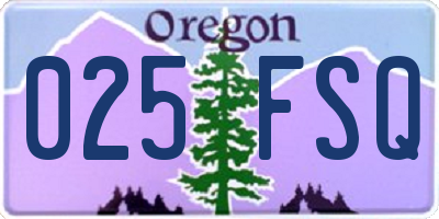 OR license plate 025FSQ