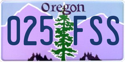 OR license plate 025FSS