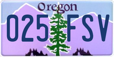 OR license plate 025FSV