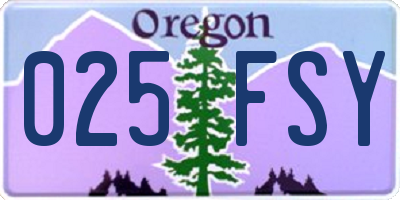 OR license plate 025FSY