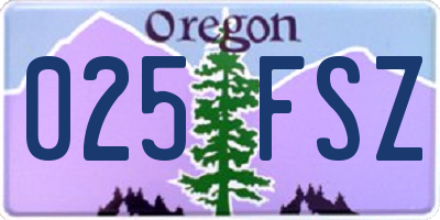 OR license plate 025FSZ