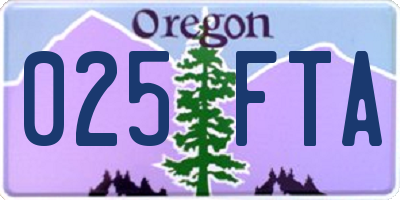 OR license plate 025FTA
