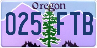 OR license plate 025FTB