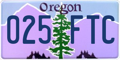 OR license plate 025FTC