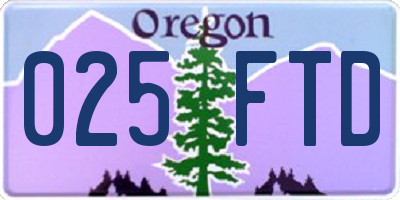 OR license plate 025FTD