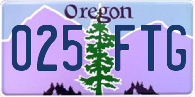 OR license plate 025FTG