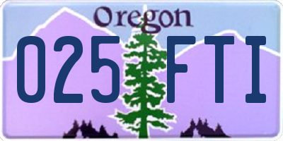 OR license plate 025FTI
