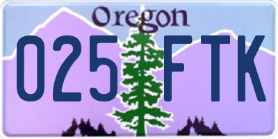 OR license plate 025FTK