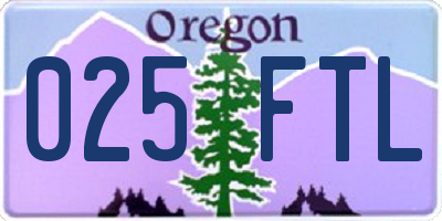 OR license plate 025FTL