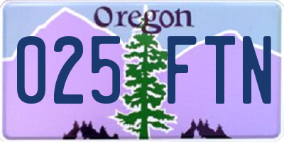 OR license plate 025FTN