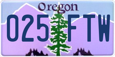 OR license plate 025FTW