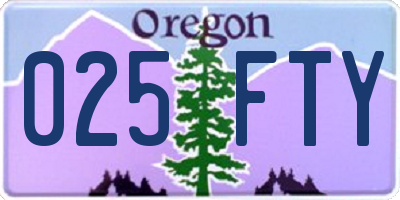 OR license plate 025FTY