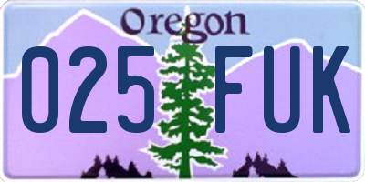 OR license plate 025FUK