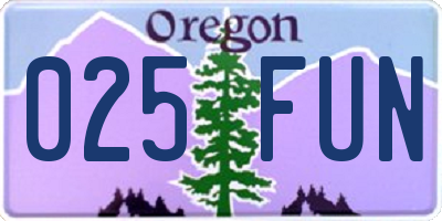 OR license plate 025FUN