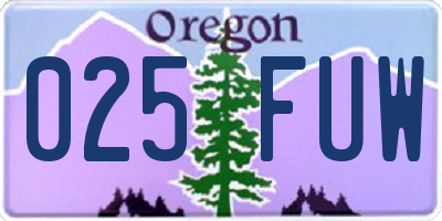 OR license plate 025FUW