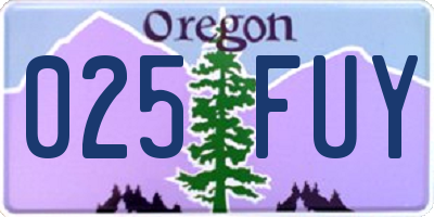 OR license plate 025FUY