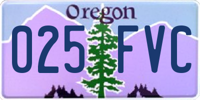 OR license plate 025FVC