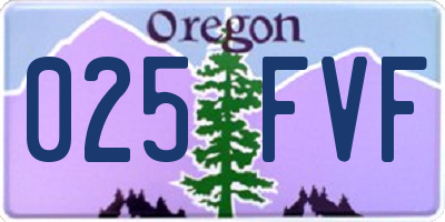 OR license plate 025FVF