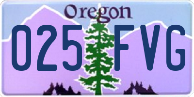 OR license plate 025FVG