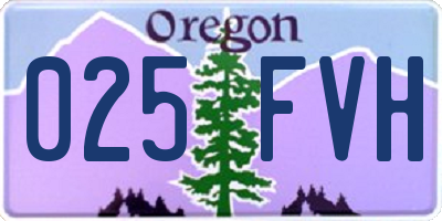 OR license plate 025FVH