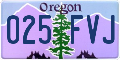 OR license plate 025FVJ