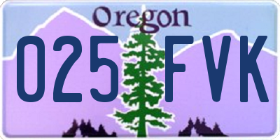OR license plate 025FVK